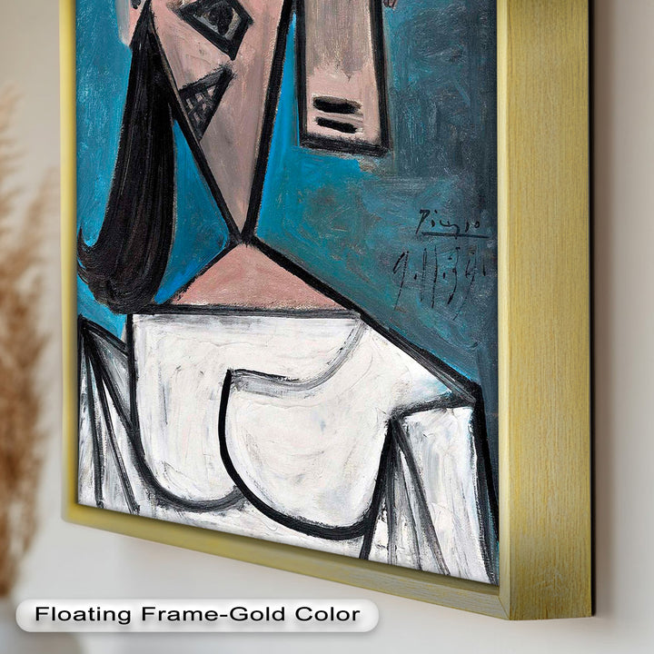 Angular Expression – Cubist Woman in White Dress Picasso Oil Painting