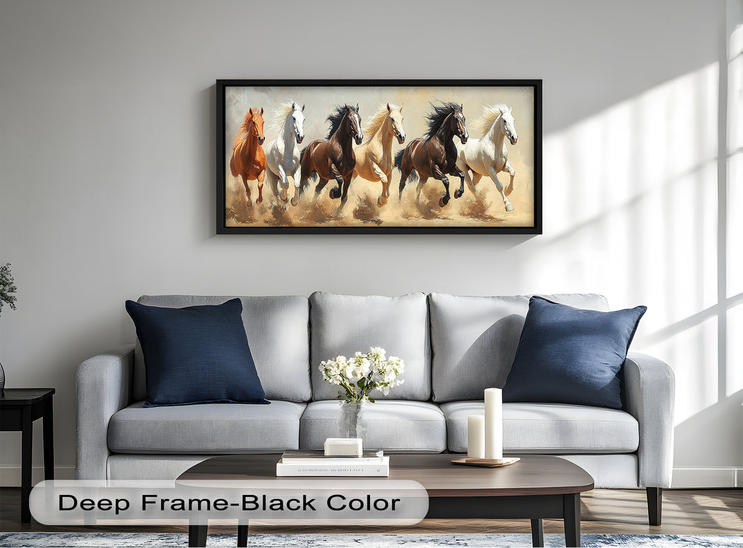 Thundering Harmony – Multicolor Horses Oil Painting