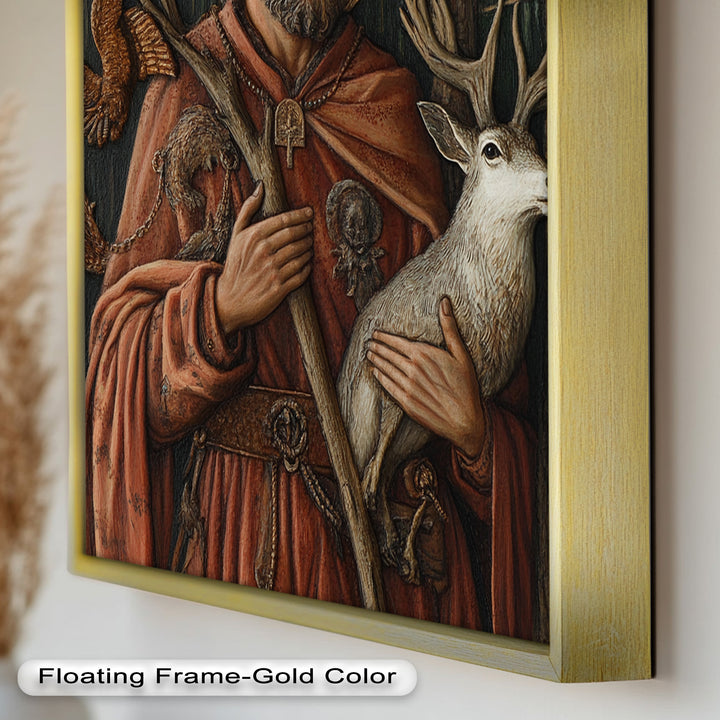 Saint with Deer Wall Art – Religious Oil Painting
