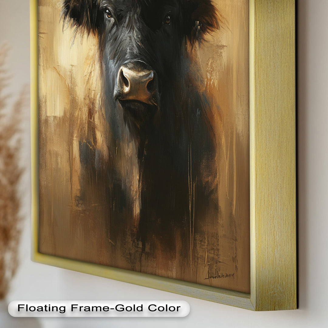 Bull in Amber Tones - Animal Oil Painting