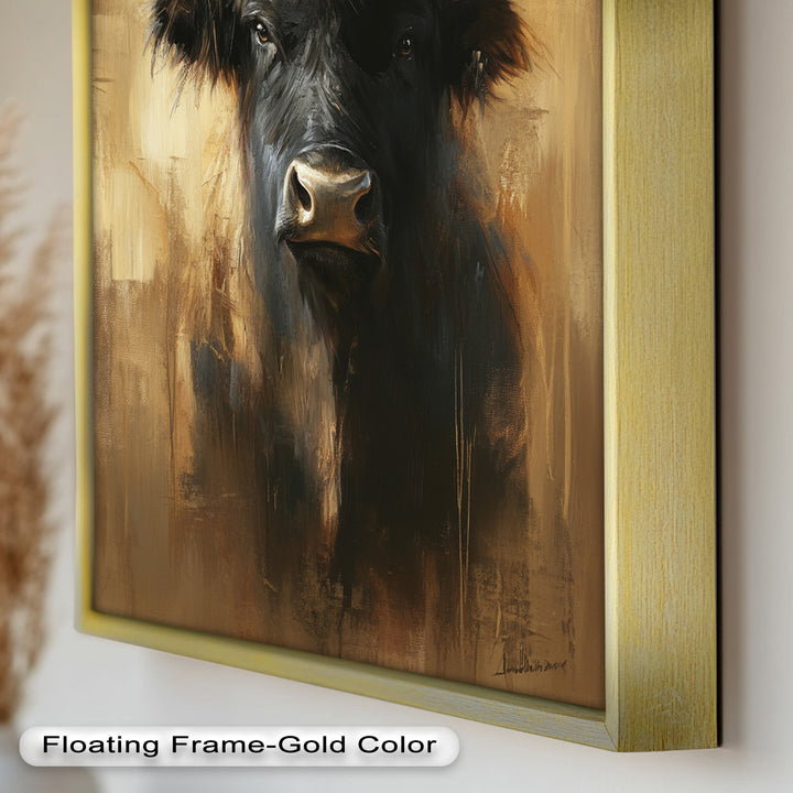 Bull in Amber Tones - Animal Oil Painting
