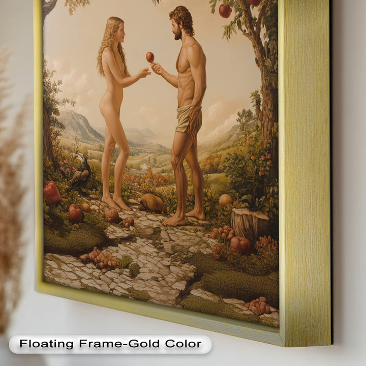 The First Temptation – Adam and Eve in Eden Renaissance Oil Painting