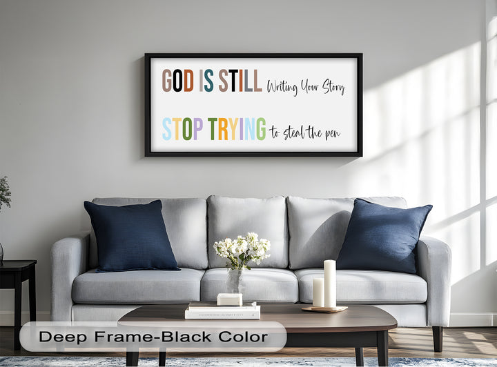 Inspirational Bible Quote Oil Painting – “Stop Trying to Steal the Pen” Decor