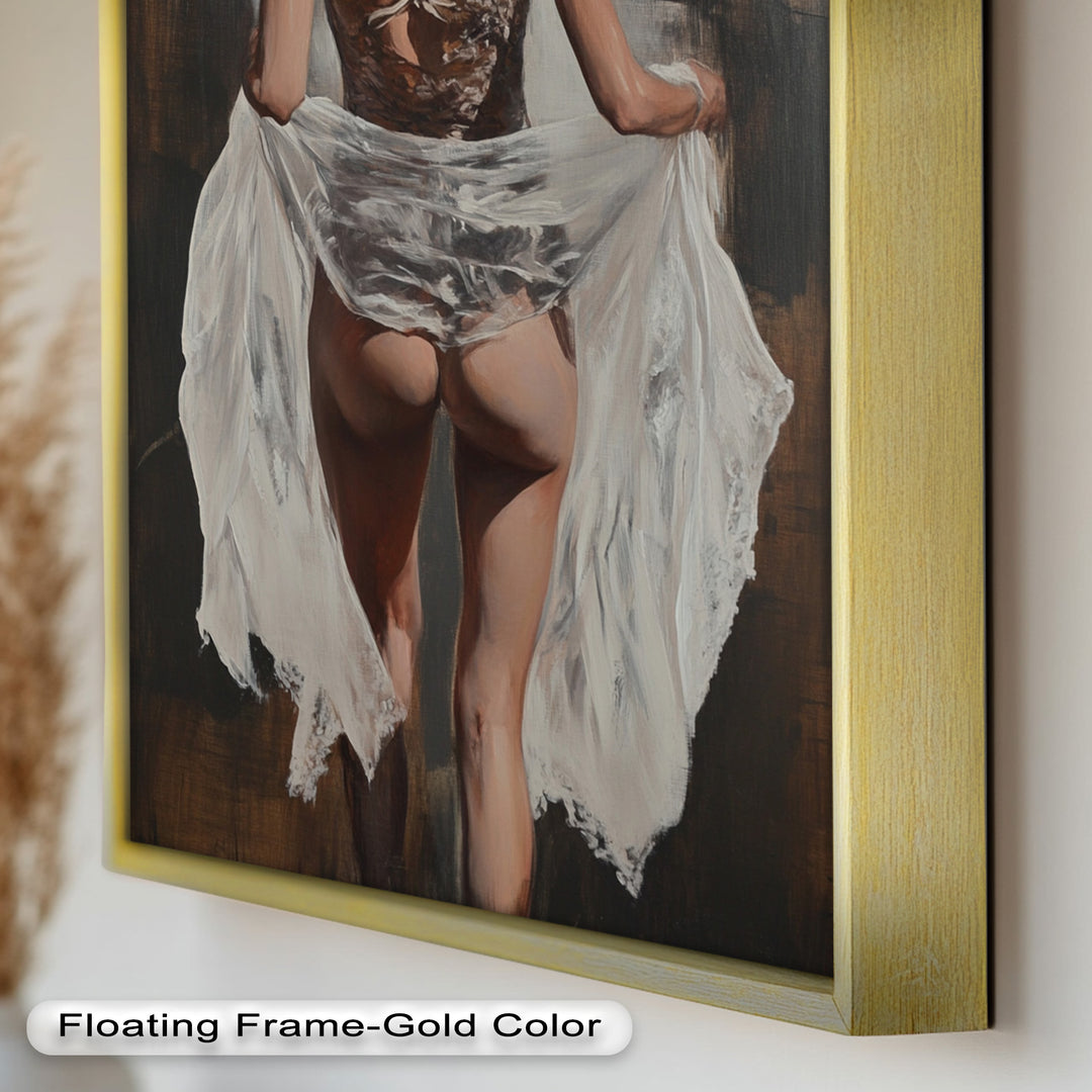 Soft Steps in Lace – Romantic Figurative Nude Oil Painting