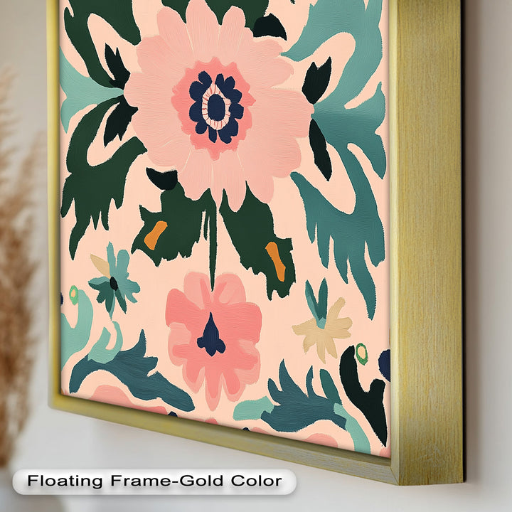 Folk Bloom – Symmetrisches Boho-Blumenölgemälde