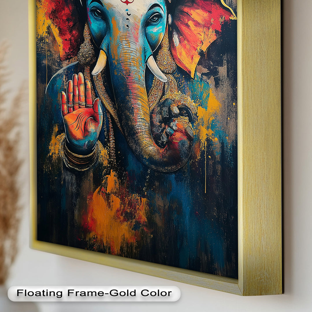 Ganesha Segen Wandkunst – Religiöses Ölgemälde