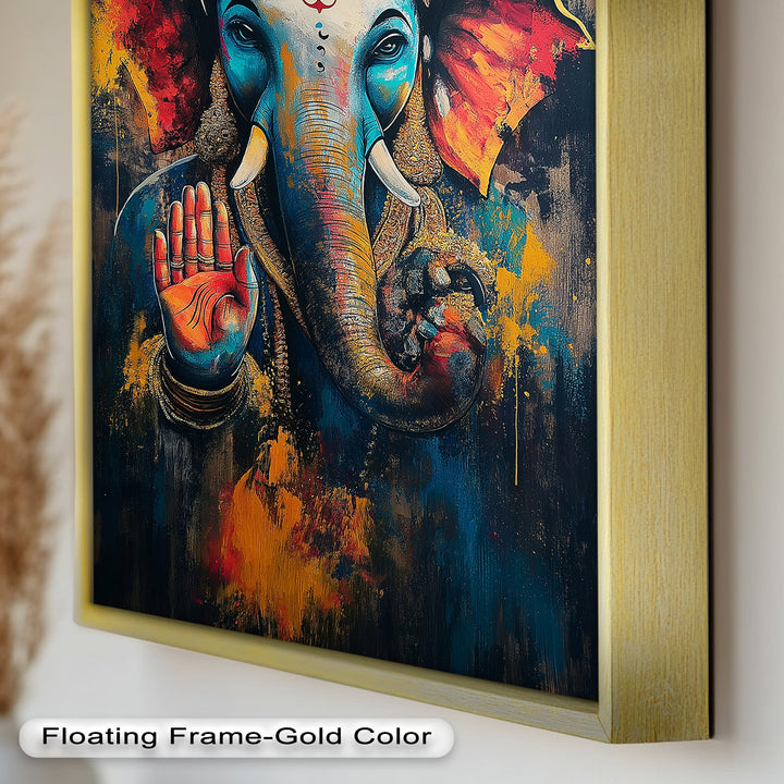 Ganesha Segen Wandkunst – Religiöses Ölgemälde