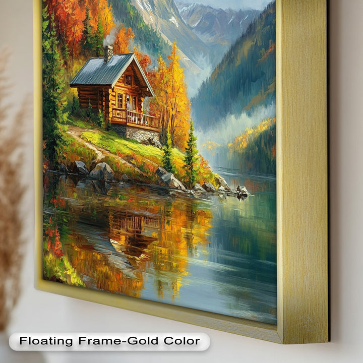 Herbst-Retreat – Berghütte am Lake Hudson River Ölgemälde