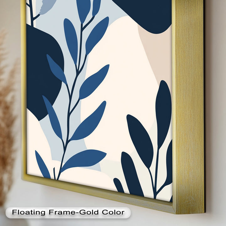 Indigo Serenity – Minimalist Botanical Oil Painting