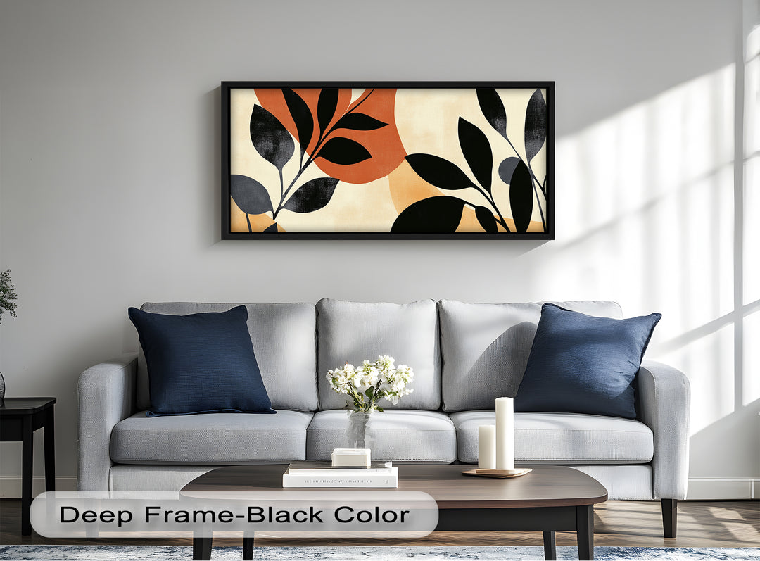 Earth-Tone Botanical Silhouette – Modern Boho Oil Painting