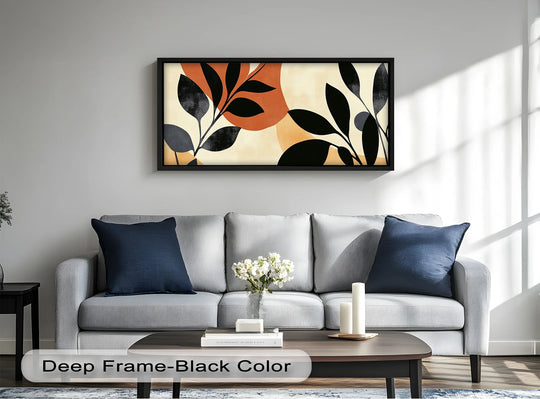 Earth-Tone Botanical Silhouette – Modern Boho Oil Painting - MyPhotoStation