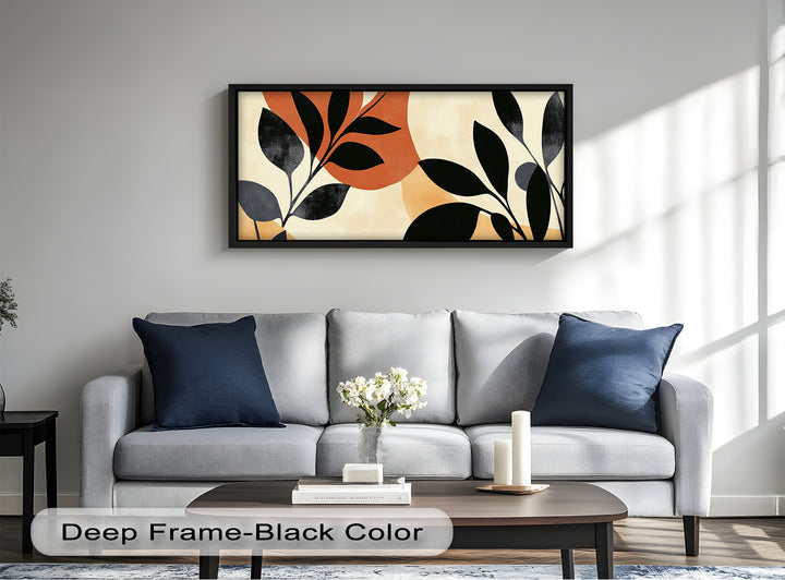 Earth-Tone Botanical Silhouette – Modern Boho Oil Painting