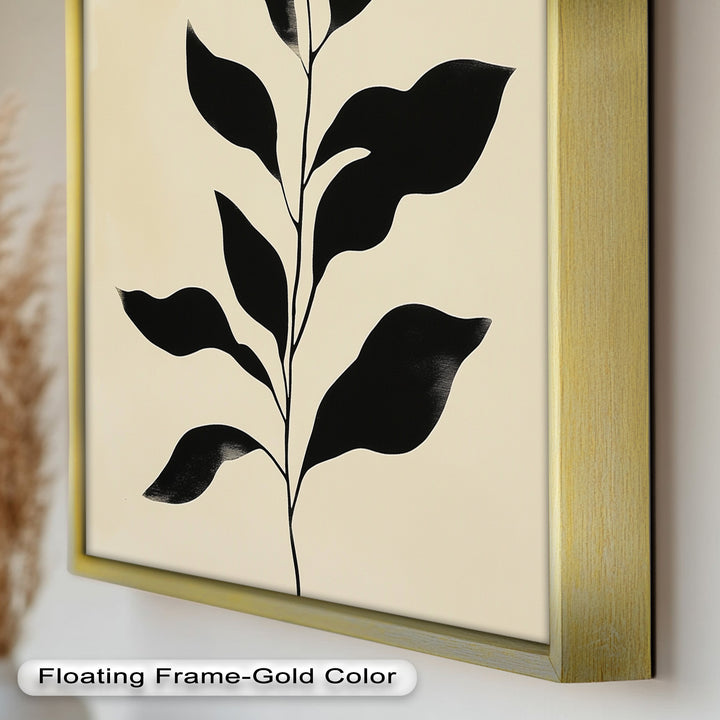 Black Botanical Minimalism – Monochrome Oil Painting