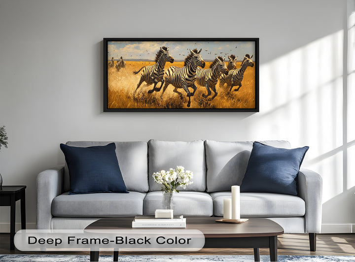 Thundering Zebra Herd – Wild Safari Oil Painting
