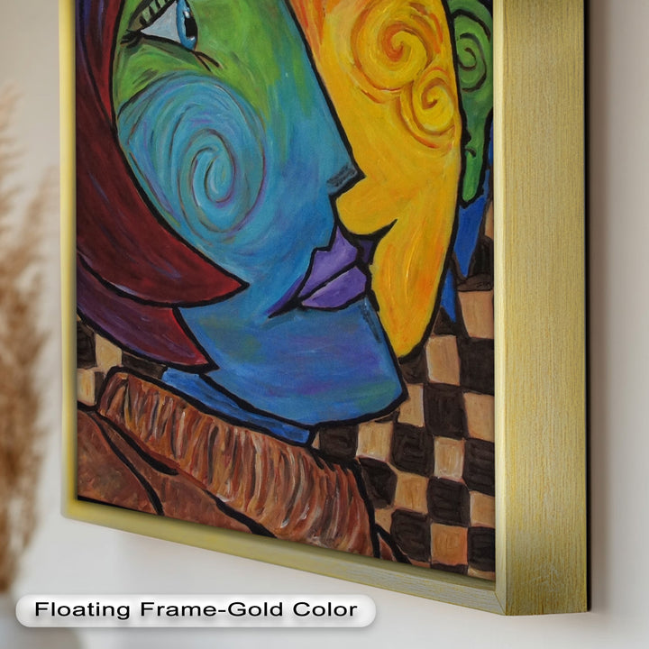 Dual Emotions – Vibrant Abstract Portrait Picasso Oil Painting