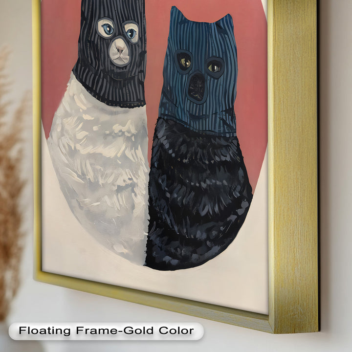 Masked Companions – Contemporary Cat Oil Painting