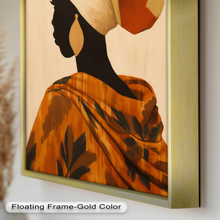 Afrikanische Frau Silhouette Kunst - Gerahmtes Ölgemälde