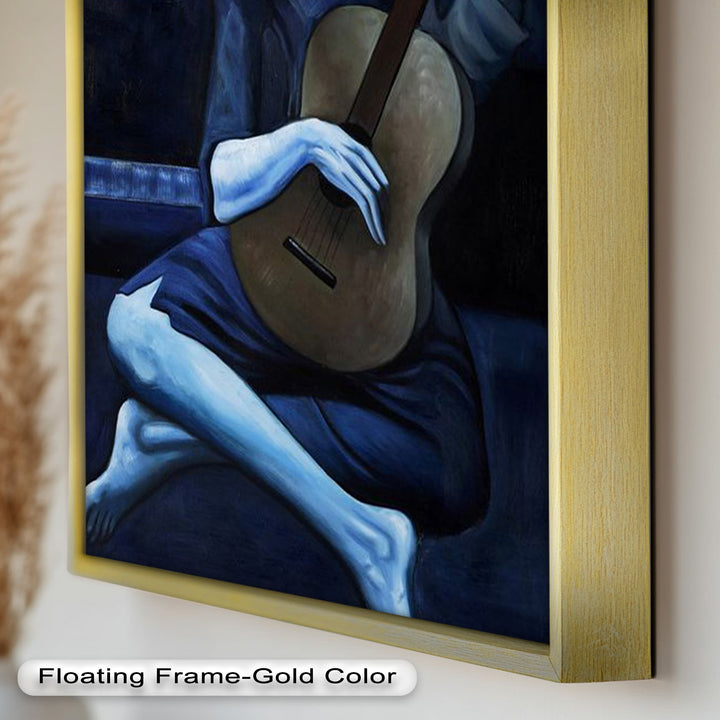 Melancholy Strings – Blue Period-Inspired Guitarist Oil Painting
