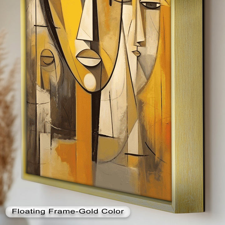 Amber Contours – Abstract Portrait Series in Picasso Oil Painting