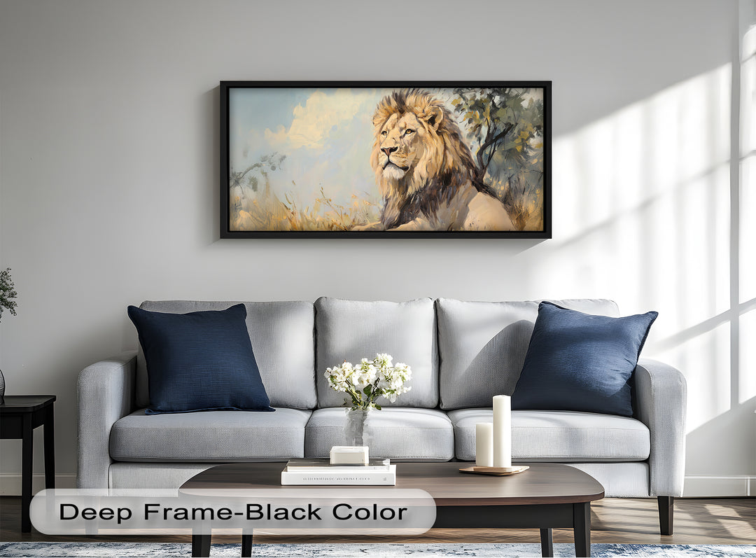 Lion Beneath African Sky - Animal Oil Painting