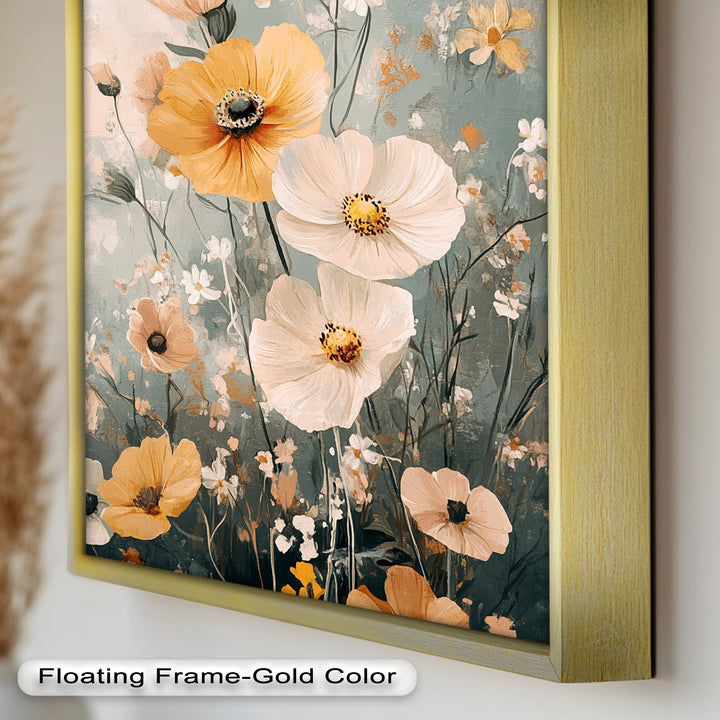 Golden Meadow Bloom - Boho Oil Painting