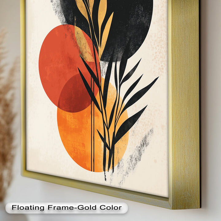 Golden Dusk – Modernes abstraktes botanisches Ölgemälde