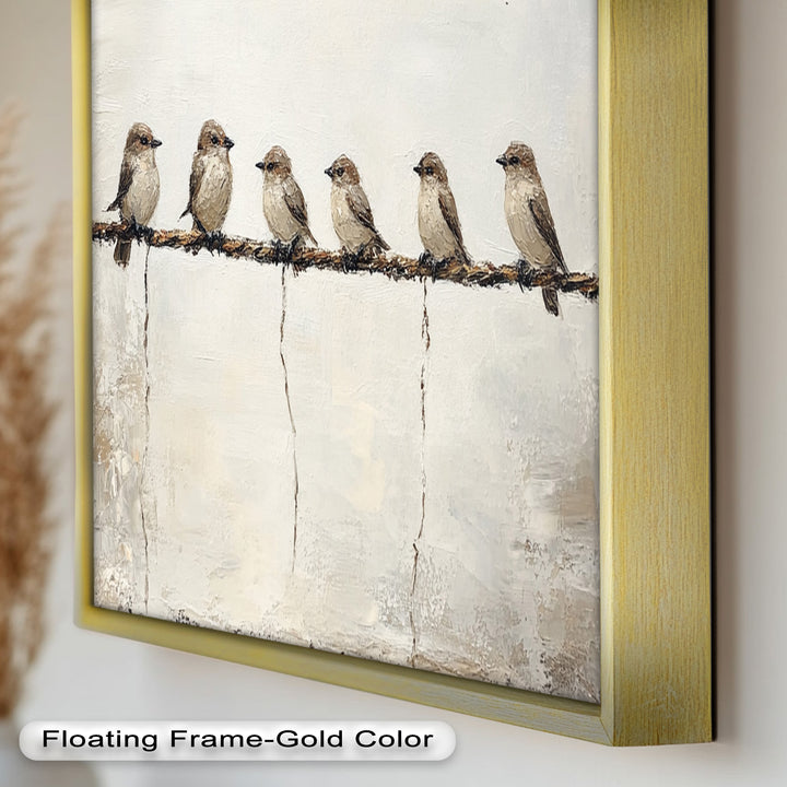 Six Birds in Stillness – Animal Oil Painting