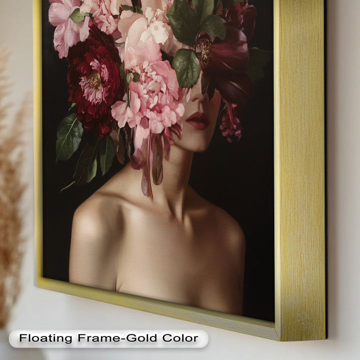 Blossom Veil – Romantic Floral Portrait Oil Painting
