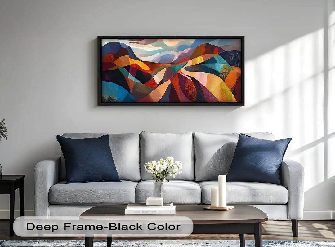 Valley of Vibrance – Geometric Landscape Abstract Oil Painting - MyPhotoStation