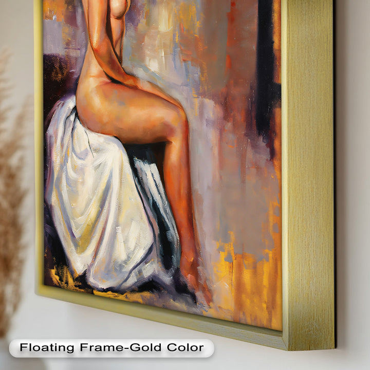 Poised in Silence – Figurative Nude Abstract Oil Painting