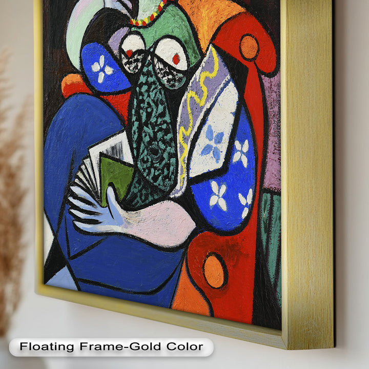 Woman with a Book – Cubist Interior Portrait Picasso Oil Painting