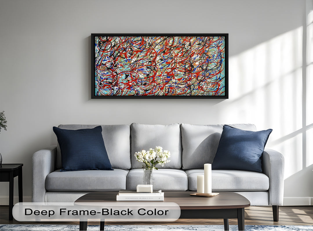 Energetic Action Painting Wall Art – Abstract Oil Painting