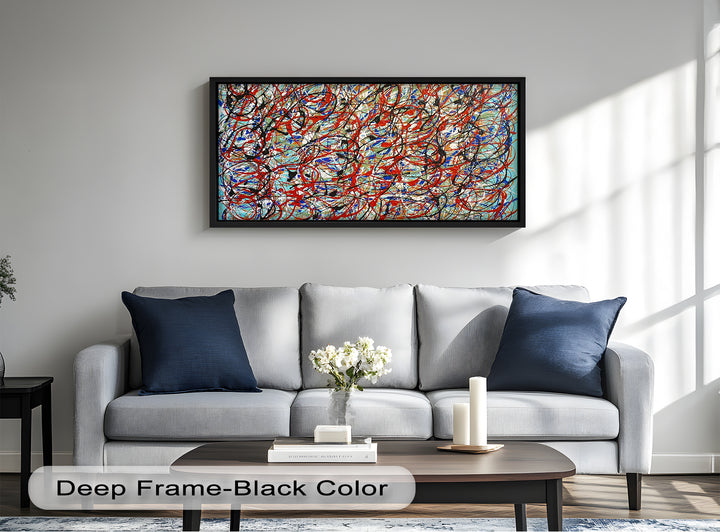 Energetic Action Painting Wall Art – Abstract Oil Painting