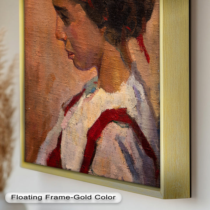 Side Portrait of a Young Woman in Red Ribbon - Picasso Oil Painting