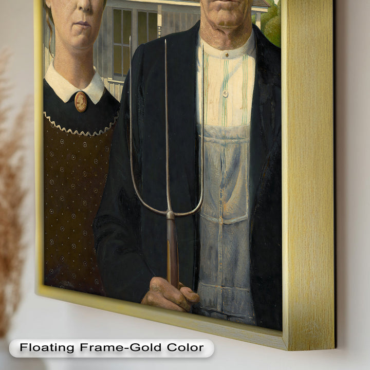 American Gothic – Ikonisches Porträt des Mittleren Westens, historisches Ölgemälde