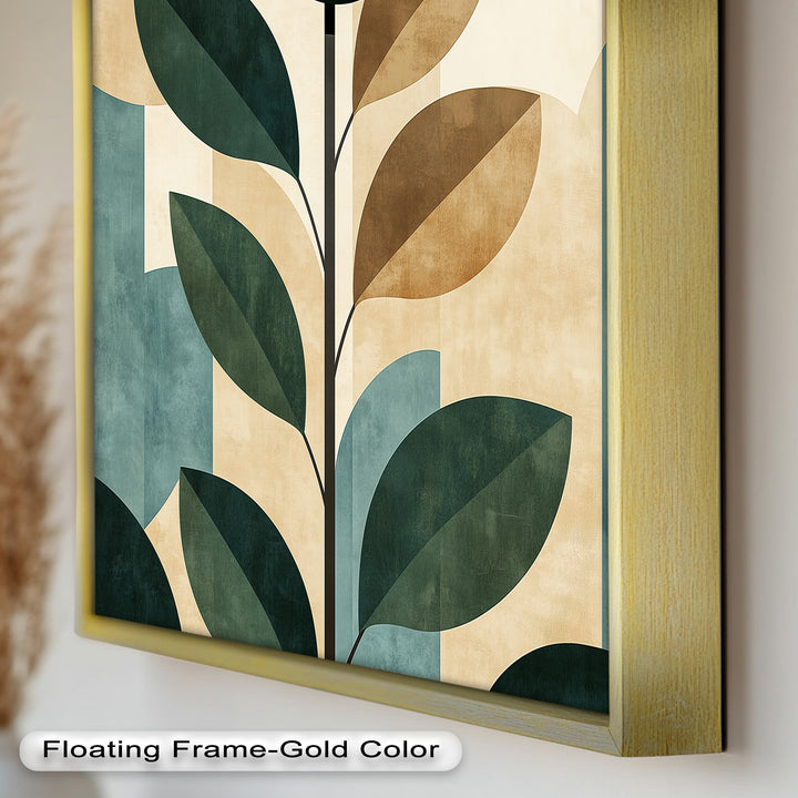 Geometric Botanical – Mid-Century Modern Leaf Oil Painting