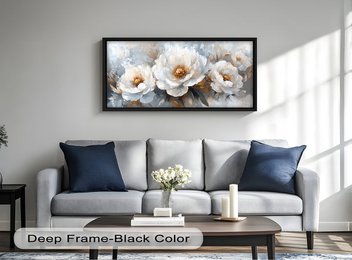 White Petals on Soft Neutral Background - Flower Oil Painting