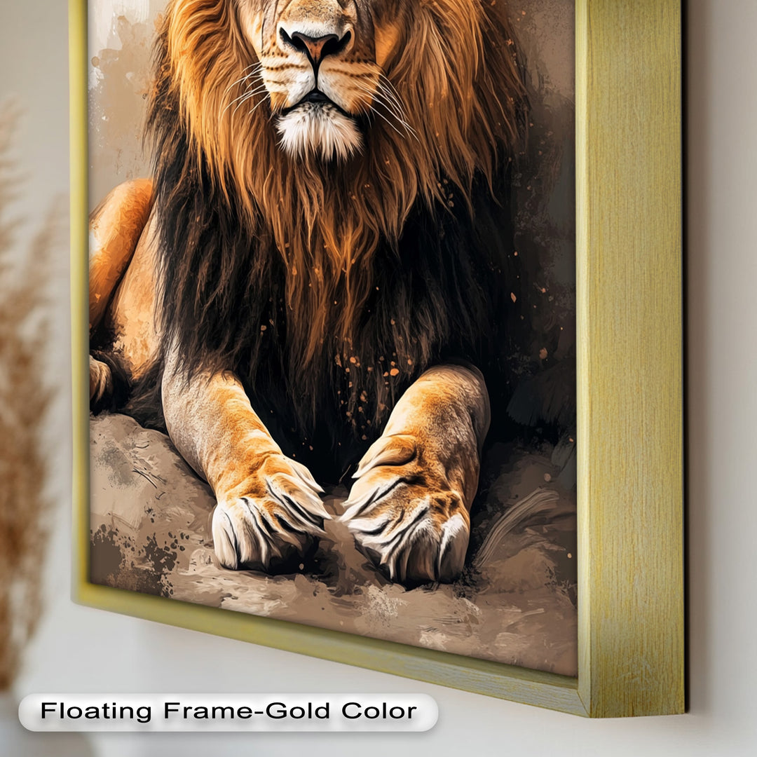 Lion Portrait in Warm Tones - Animal Oil Painting