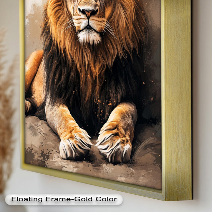 Lion Portrait in Warm Tones - Animal Oil Painting