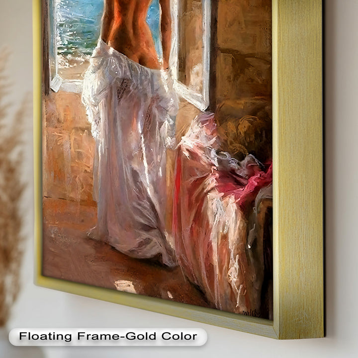 Whispers of the Sea – Romantic Woman by the Ocean Nude Oil Painting