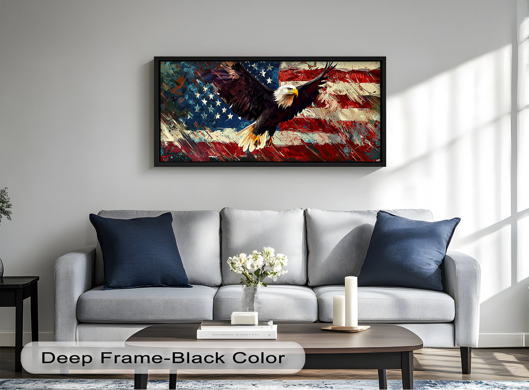 Soaring Freedom – Patriotic Eagle Oil Painting