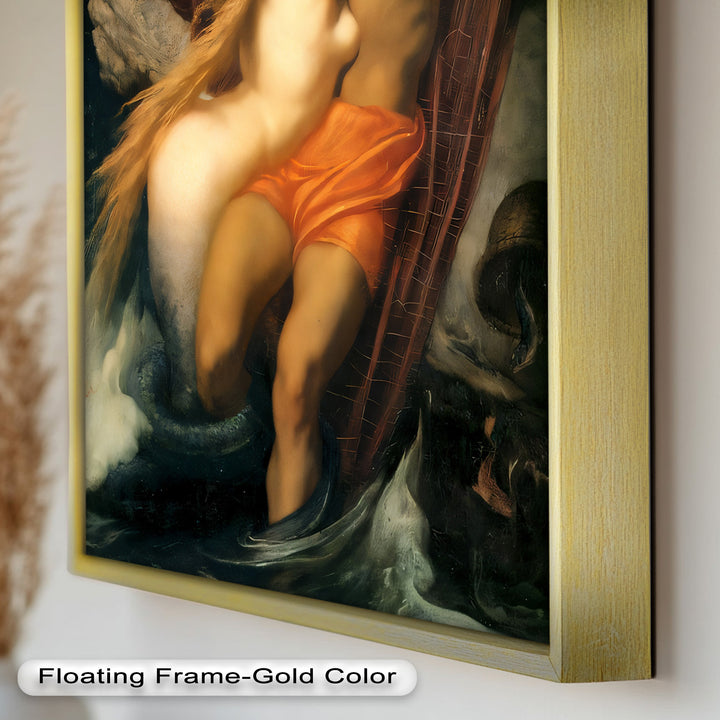 The Embrace of the Sea – Romantic Mythological Nude Oil Painting