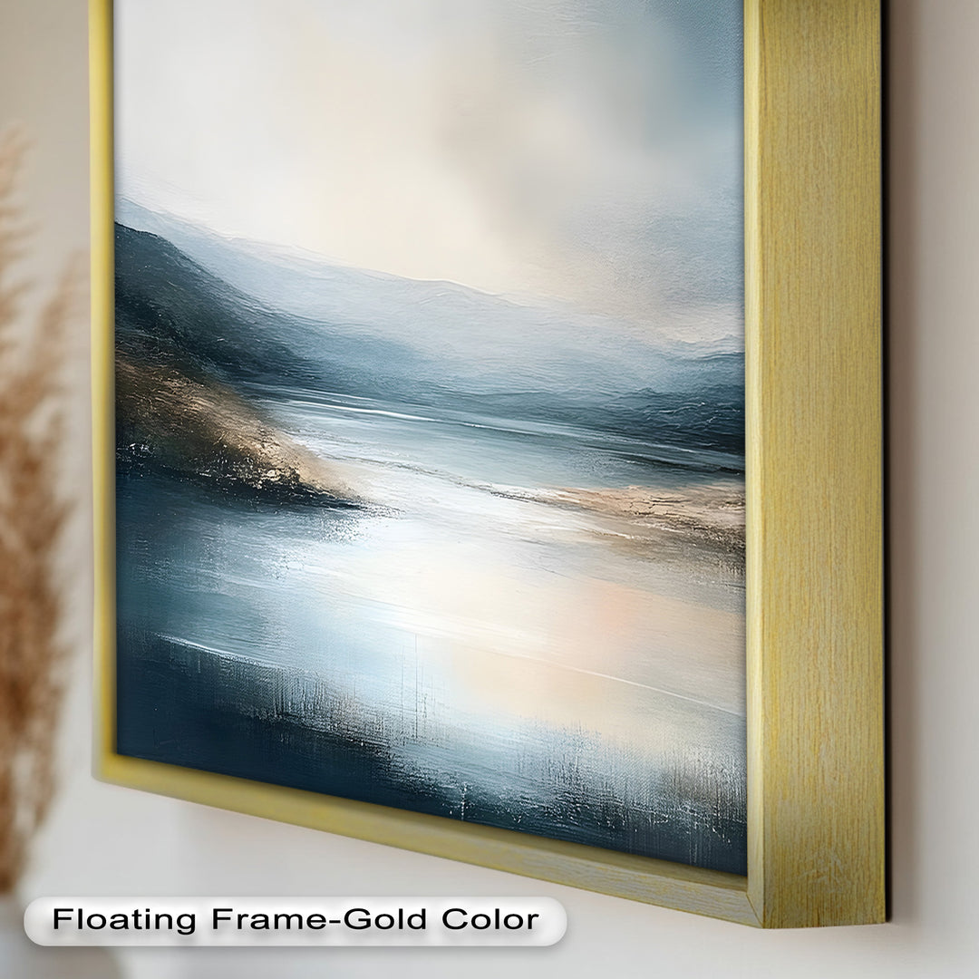 Misty Mountain Lake Landscape - Framed Oil Painting