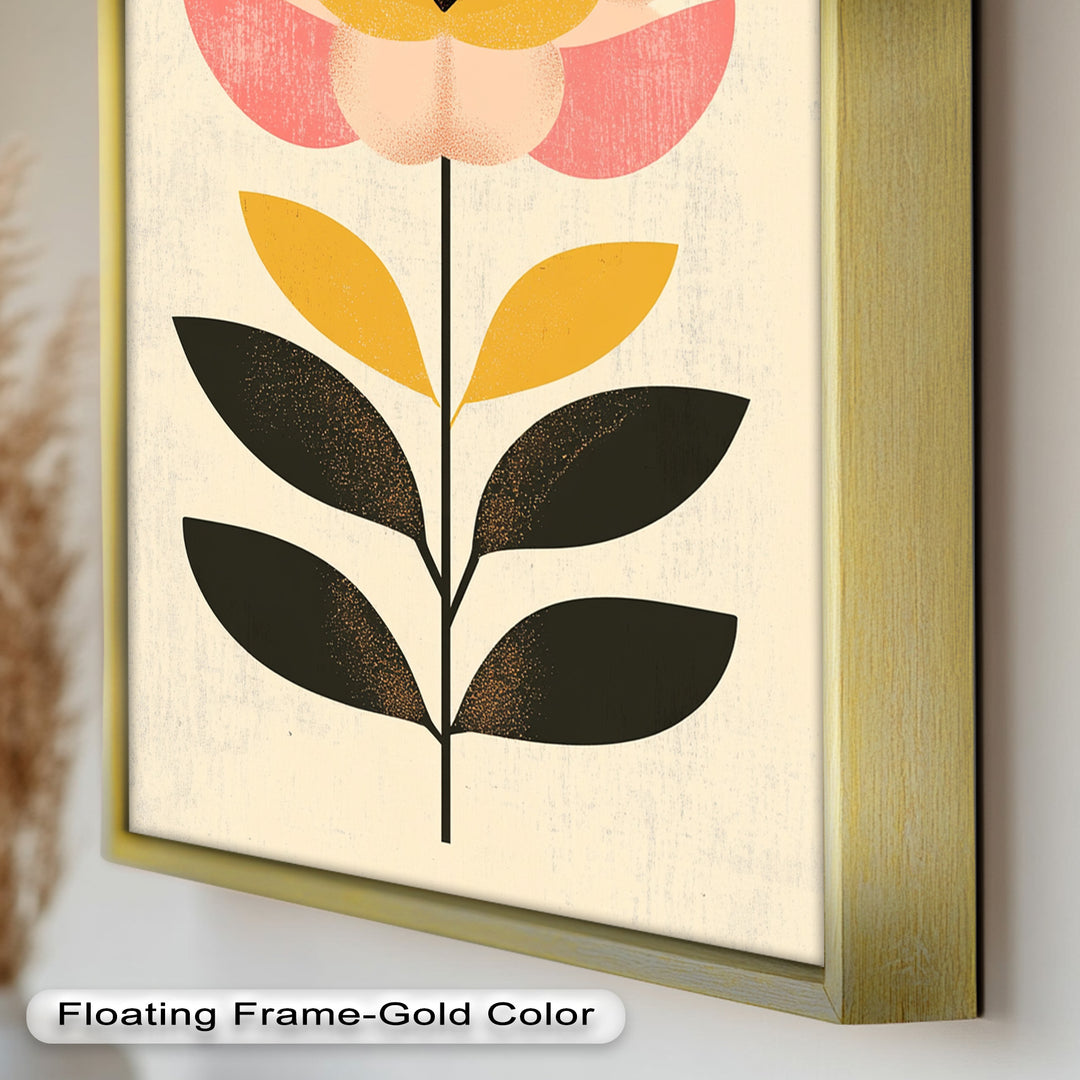 Mid-Century Bloom – Retro Floral Minimalist Wall Art Oil Painting