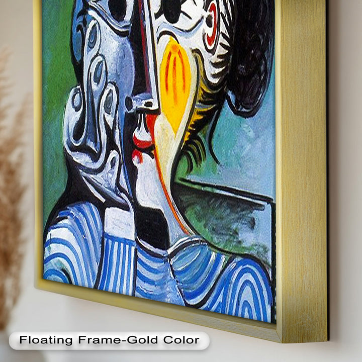 Striped Elegance – Picasso Cubist Portrait Oil Painting