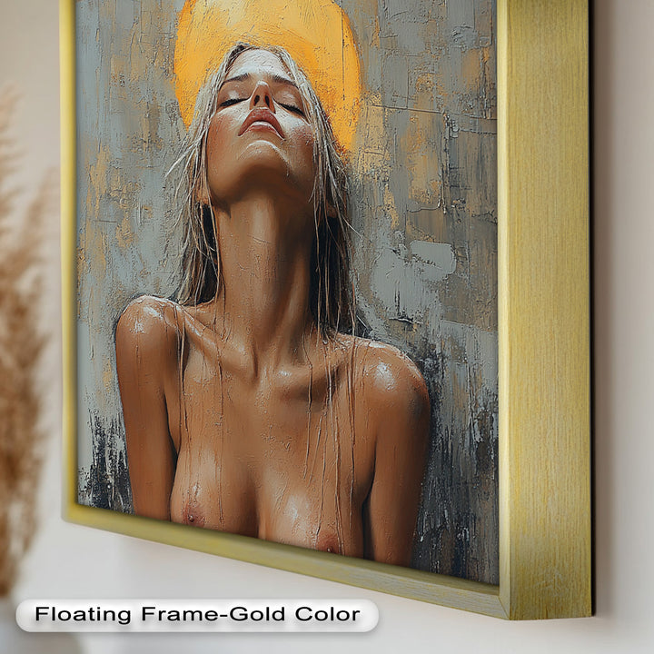 Haloed Grace – Ethereal Nude Portrait Oil Painting