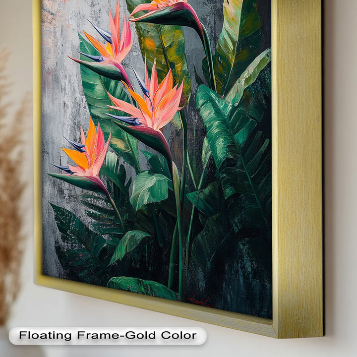 Tropical Flame – Bird of Paradise Botanical Oil Painting
