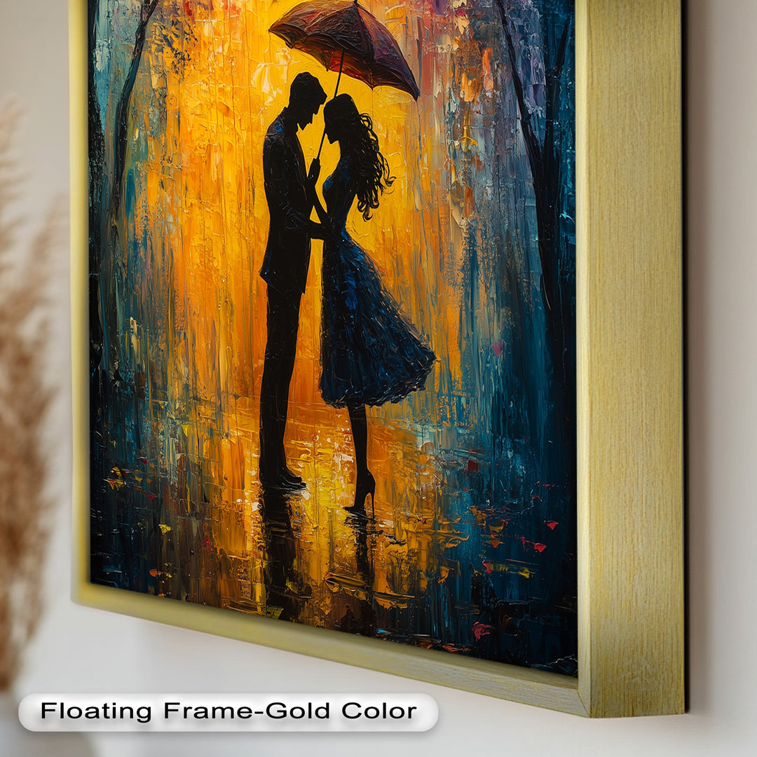 Lovers Under Autumn Glow – Romantic Couple Oil Painting