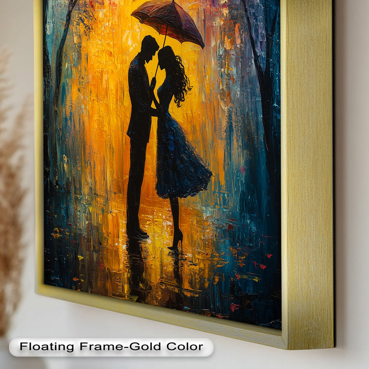 Lovers Under Autumn Glow – Romantic Couple Oil Painting
