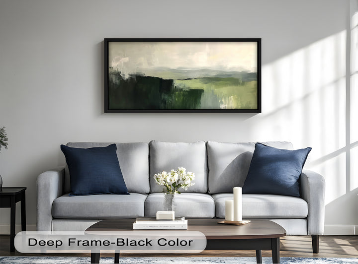 Misty Valley Horizon – Green Abstract Oil Painting